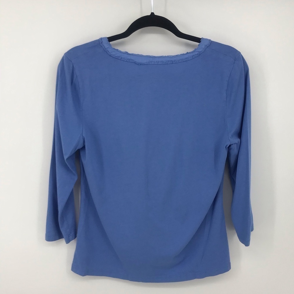 Talbots Petite Pull Over Top With‎ Ruffled Button Detail Size MP - Picture 4 of 8